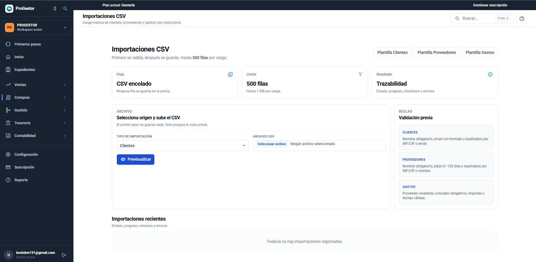 Importaciones CSV